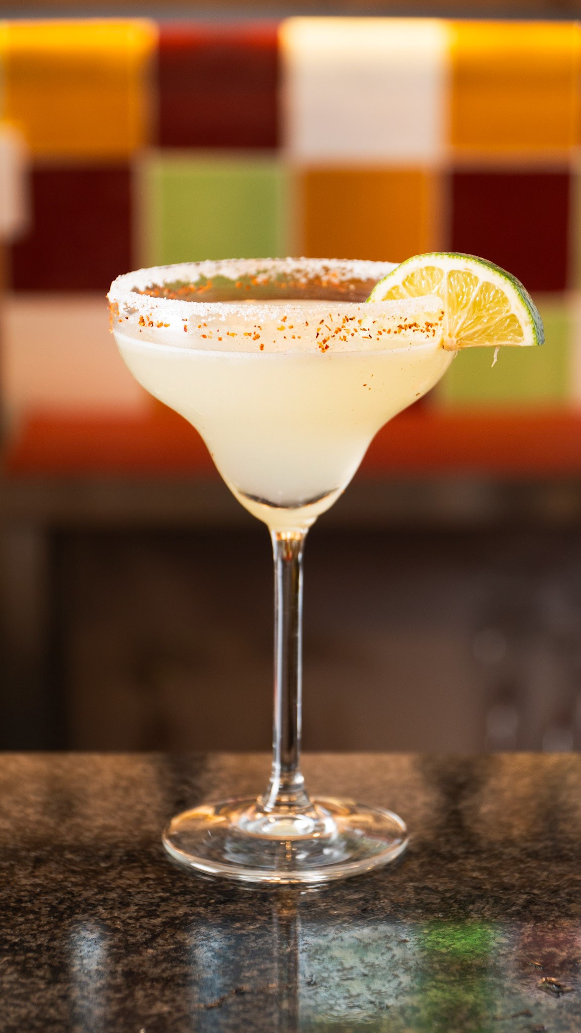 A classic margarita with a salted rim