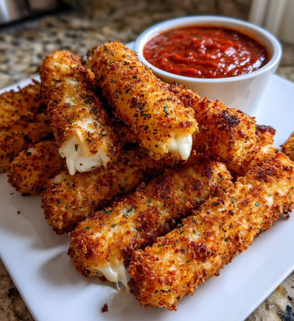 Fried mozzarella sticks with marinara
